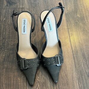 Steve Madden Black Pointed Heels with Buckle